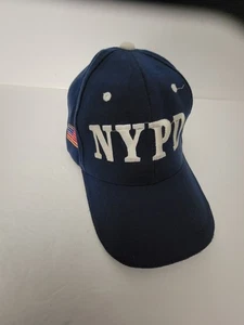 Vintage NYPD bestickte blaue Mütze Gedenk 911 USA Flagge verstellbar Hut - Bild 1 von 8