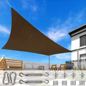 Brown Rectangle Sun Shade Sail Fabric Awning Top Canopy Custom 5' -24' W/8'' KIT - Picture 1 of 15