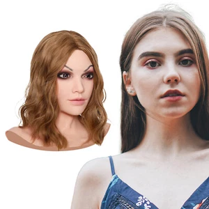 Silicone Female Realistic Female Mask Full Face with Neck Disguise Crossdresser - Picture 1 of 16
