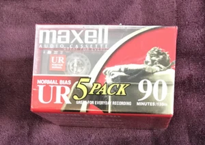 NEW Pack of 5 Maxell UR 90 Minutes Normal Bias Audio Blank Cassette Tapes Sealed - Picture 1 of 4