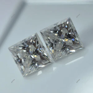 Square Cut 0.51 Ct D-White Moissanite VVS1 Clarity CERTIFIED Pair Gemstone 2 Pcs - Picture 1 of 17
