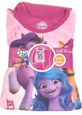 Hasbro My Little Pony Girls Pajamas Sz 6/6X  2 piece Set Pink Sleep Wear Unicorn - Image 1 of 4