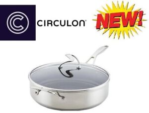Circulon 5 Quart Sauté Pan with Lid  SteelShield Hybrid Stainless and Nonstick