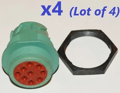 ※ Authentic Amphenol ※ 9 Pos AHD M. Connector & Nut ~ Jam Panel Mount Receptacle - Image 1 of 2