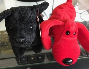 2 Ty Beanie Babies Scottie der Scotty Hund & Rover der rote Hund Baby Tiere Plüsch - Bild 1 von 1