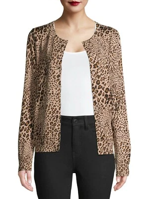 Time And Tru Women's Crew Neck Cardigan Sweater XX-LARGE (20) Leopard Print  - Image 1 of 4