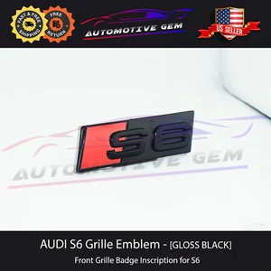 Insignia de parrilla delantera para Audi S6 emblema negro brillante línea S inscripción placa de identificación A6 - Imagen 1 de 2
