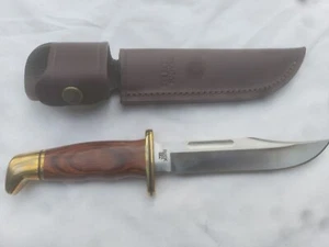 NEW BUCK KNIFE 119 SPECIAL 420HC ?? BLADE BROWN WOOD HANDLE LEATHER SHEATH - Picture 1 of 12