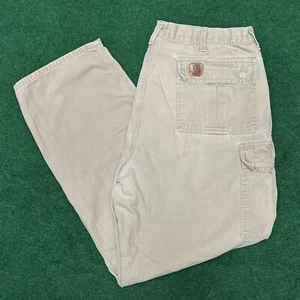 Vintage 90’s Carhartt Beige Tan Rugged Carpenter Cargo Utility Pants Size 40x30 - Picture 1 of 9