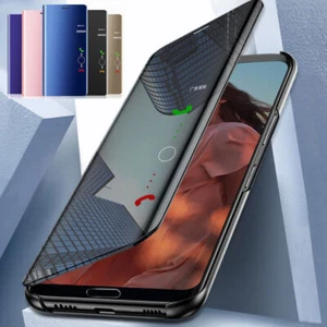 Luxury Flip Clear Mirror View Cover Case For A14 A34 A54 A13 A52 A04S A53 A22 - Picture 1 of 25