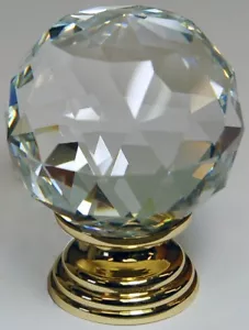 1 x Crystal Wardrobe knob 50mm Polished Gold Base - Picture 1 of 1