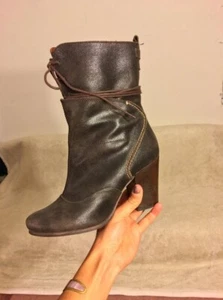 Sixtyseven Spanish Leather Mid-Calf Heeled Booties Women's Size 37 - Picture 1 of 4