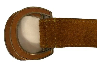 Cinturón de gamuza de cuero marrón Vera Neumann de colección con hebilla de cuero y latón M raro Foto 1 de 4