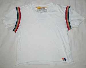 Aviator Nation Prism Rainbow Boyfriend Tee Shirt Size Small Damaged Holes AS IS - Imagen 1 de 6