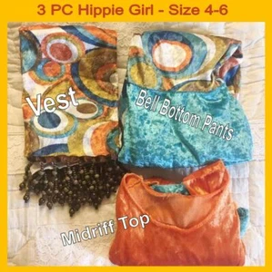 Halloween Costume Girl size 4-6- Kids 3 Pc Outfit Hippie - Picture 1 of 9