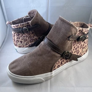 Blowfish Malibu Women's Canvas Sneakers Slip-On With Zipper Cheeta Print Size 8 - Picture 1 of 6