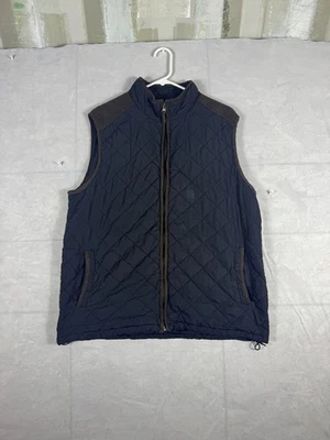 Coleman 男式绗缝背心蓝色户外野营远足全拉链口袋大号 — 第 1/4 张图片