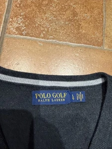 POLO GOLF Ralph Lauren V-Neck Pullover SWEATER, Size Large,  Wool, BLUE - Picture 1 of 1