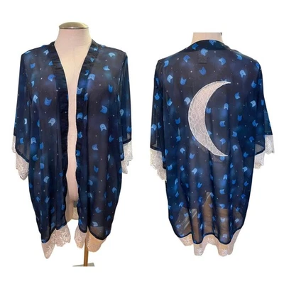Torrid Sailor Moon Luna Cat Moon Frente Abierto Anime Kimono Transparente Punk Gótico 2X Foto 1 de 3