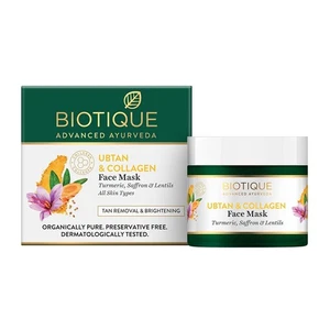 Biotique Ubtan Collagen Face Mask 50g Brightening Tan Removal - Picture 1 of 2
