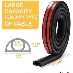 12 Ft Floor Cord Cover Floor Cable Protector Cord Hider Black Wire Extension - Afbeelding 1 van 6