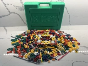 K'NEX Lot and Storage Case Hard Shell Green Travel Carrying Vintage EUC - Picture 1 of 5