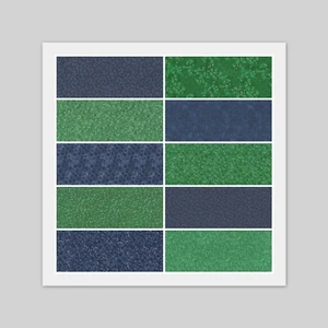 Charm Pack - 40) 5" x 5" NAVY BLUE & GREEN Squares, 100% Cotton Fabric - Picture 1 of 11