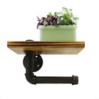Toilet Paper Holder with Shelf Industrial Toilet Paper Holder with Wooden She...
