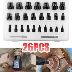 26pc Screw Extractor Set Hex Head Multi-Spline Damaged Bolt Nut Remover Tool US - Picture 1 of 17