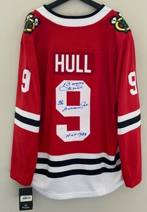 Bobby Hull Chicago Blackhawks Signed Jersey With Golden Jet, HOF Note & JSA COA - Picture 1 of 3