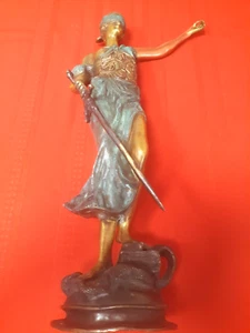 Antique 18" Solid Bronze, Patina Blind Lady of Justice Sculpture A. Hayes - Picture 1 of 18