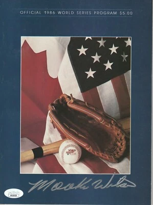 MOOKIE WILSON SIGNED 1986 WORLD SERIES PROGRAM NY METS & RED SOX 86 WS HERO JSA - Image 1 of 4