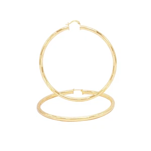 Slit Cut Hoop Earrings 14K Gold Filled 25 - 80 mm Women Fashion Jewelry 4 mm USA - Picture 1 of 8