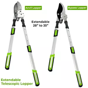 Telescopic Ratchet Anvil Bypass Lopper Tree Branch Cutter Pruner C50 Blade - Picture 1 of 15