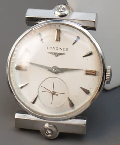 Longines 1954 Diamond Jeweled Hooded Fancy Lug Vintage 14k White Gold Watch 22L - Picture 1 of 24