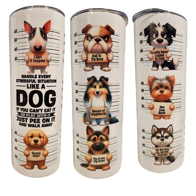 Funny Dog Mugshot 20 盎司不倒翁不锈钢升华咖啡杯马克杯 — 第 1/4 张图片