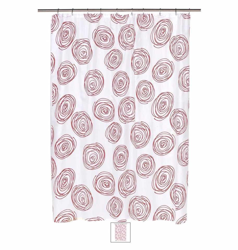 Carnation Home Designs Shower Curtain Lucerne Fabric Flocking 70x72 White/Red - Image 1 of 4