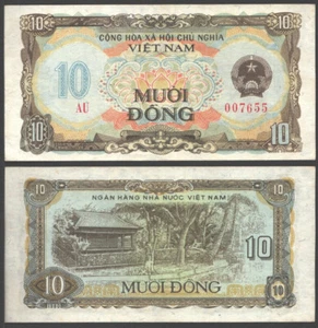 VIETNAM SOZIALIST 10 DONG 1980 XF MIX PRÄFIX'S, HO CHI MINH'S HOUSE, ARMS AT RIGHT - Bild 1 von 1
