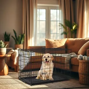 29" For Small Dog Crate Folding Dog Cat Metal Cage Kennel w/ 2 Doors &Tray Black - Picture 1 of 7