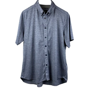 REPORT COLLECTION Button Down Shirt Mens Sz XL Blue Heather Flex Knit SS Stretch - Picture 1 of 18