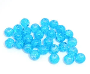 Turquoise Crackle Glass Beads - 8mm Dia - 1 Strand (100 pcs) - Jewellery Making - Picture 1 of 4