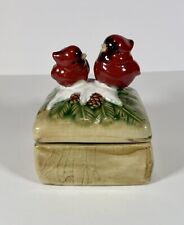 New Listingvintage cardinal square holiday trinket box ceramic