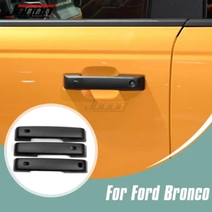 Matte Carbon Exterior Door Handle Trim For Ford Bronco 2021-2024 Raptor Two Door - Picture 1 of 13
