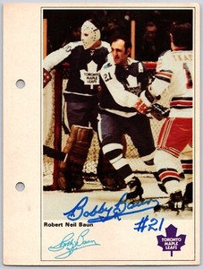 Bobby Baun Autographed 1971-72 Toronto Sun Toronto Maple Leafs Action Photo