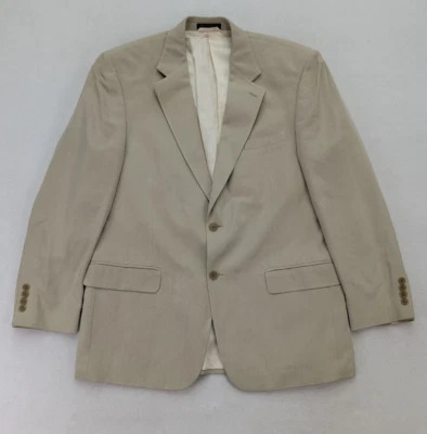 Stafford Executive Men's Blazer Jacket Sport Coat Size 42R Beige 100% Silk FLAWS - Image 1 of 4