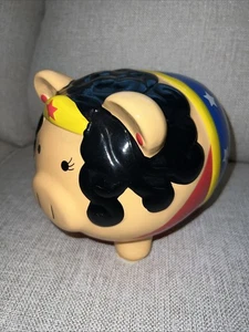WONDER WOMAN Piggy Bank FAB Starpoint Ceramic DC Comics Super Hero Vintage - Picture 1 of 10