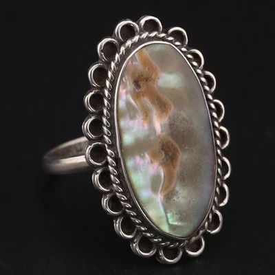 VTG Sterling Silver - MEXICO Abalone Inlay Braided Flower Ring Size 6 - 5g - Image 1 of 4