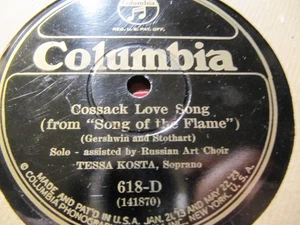 1926 Gershwin Orig Cast TESSA KOSTA Song of the Flame COSSACK LOVE COLUMBIA 618 - Picture 1 of 2