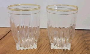 2 FEDERAL Vintage Clear Drinking Glasses Tumblers SQ. Base 6 OZ MCM 4" Gold - Picture 1 of 8