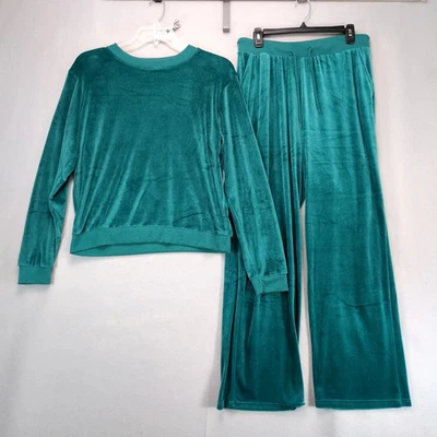 Chándal Ashley Azul 2 piezas Terciopelo Verde Para Mujer Plus 2X Sudadera Pantalones deportivos Y2K Foto 1 de 4
